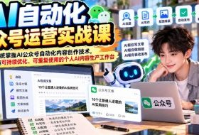 AI自动化公众号运营实战课，系统掌握AI公众号自动化内容创作技术，打造可持续优化、可重复使用的个人AI内容生产工作台