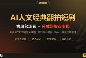 外面卖599的AI人文经典翻拍短剧全攻略:名著名场面秒变古风短剧,零拍摄不露脸,视频号分成+名著带货一条流水线跑通