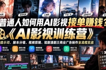 （21230期）普通人如何用AI影视接单赚钱？《AI影视训练营》教你提示词、脚本分镜、视频剪辑、短剧漫剧及商业广告制作全流程实战