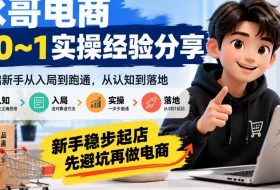 水哥电商从0~1实操经验分享,零基础新手从入局到跑通,从认知到落地,新手稳步起店,先避坑再做电商