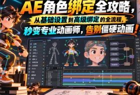 【无水印】AE角色绑定全攻略，从基础设置到高级绑定的全流程，秒变专业动画师，告别僵硬动画！【原创双语字幕】