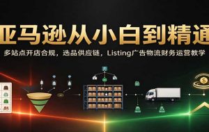 亚马逊从小白到精通：多站点开店合规，选品供应链，Listing广告物流财务运营教学