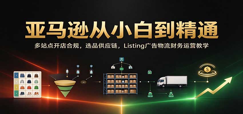 亚马逊从小白到精通:多站点开店合规,选品供应链,Listing广告物流财务运营教学 亚马逊从小白到精通:多站点开店合规,选品供应链,Listing广告物流财务运营教学