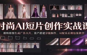 时尚AI短片创作实战课：模特原图生成广告大片，资产搭建分镜制作，AI配乐后期包装教学