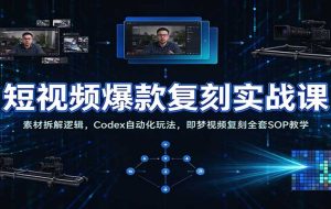 短视频爆款复刻实战课：素材拆解逻辑，Codex自动化玩法，即梦视频复刻全套SOP教学