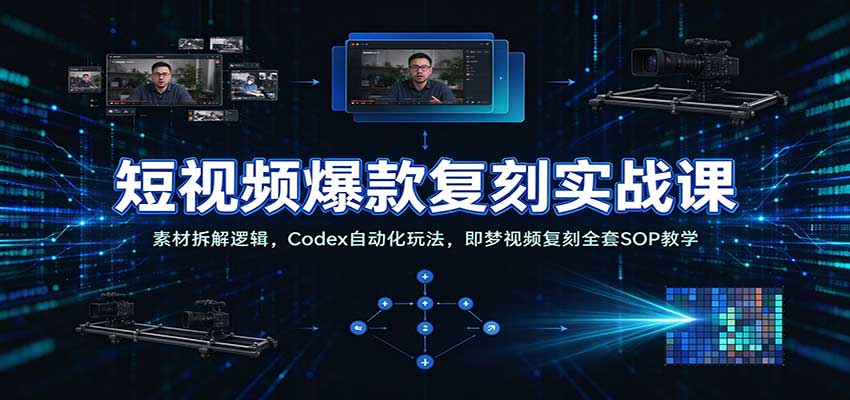 短视频爆款复刻实战课:素材拆解逻辑,Codex自动化玩法,即梦视频复刻全套SOP教学 短视频爆款复刻实战课:素材拆解逻辑,Codex自动化玩法,即梦视频复刻全套SOP教学
