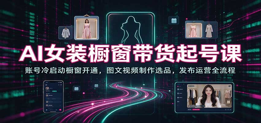 AI女装橱窗带货起号课:账号冷启动橱窗开通,图文视频制作选品,发布运营全流程 AI女装橱窗带货起号课:账号冷启动橱窗开通,图文视频制作选品,发布运营全流程