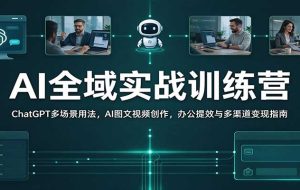 AI全域实战训练营：ChatGPT多场景用法，AI图文视频创作，办公提效与多渠道变现指南