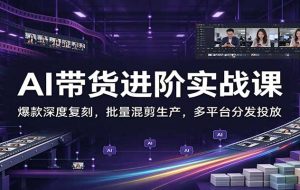 AI带货进阶实战课:爆款深度复刻,批量混剪生产,多平台分发投放