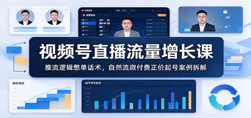 视频号直播流量增长课:推流逻辑憋单话术,自然流微付费正价起号案例拆解 视频号直播流量增长课:推流逻辑憋单话术,自然流微付费正价起号案例拆解