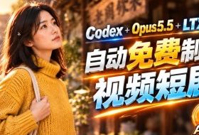 【无水印】Codex出图+免费LTX-2.5生成视频，Claude Opus 5.5全自动剪出1分钟情感短剧《停了的表》